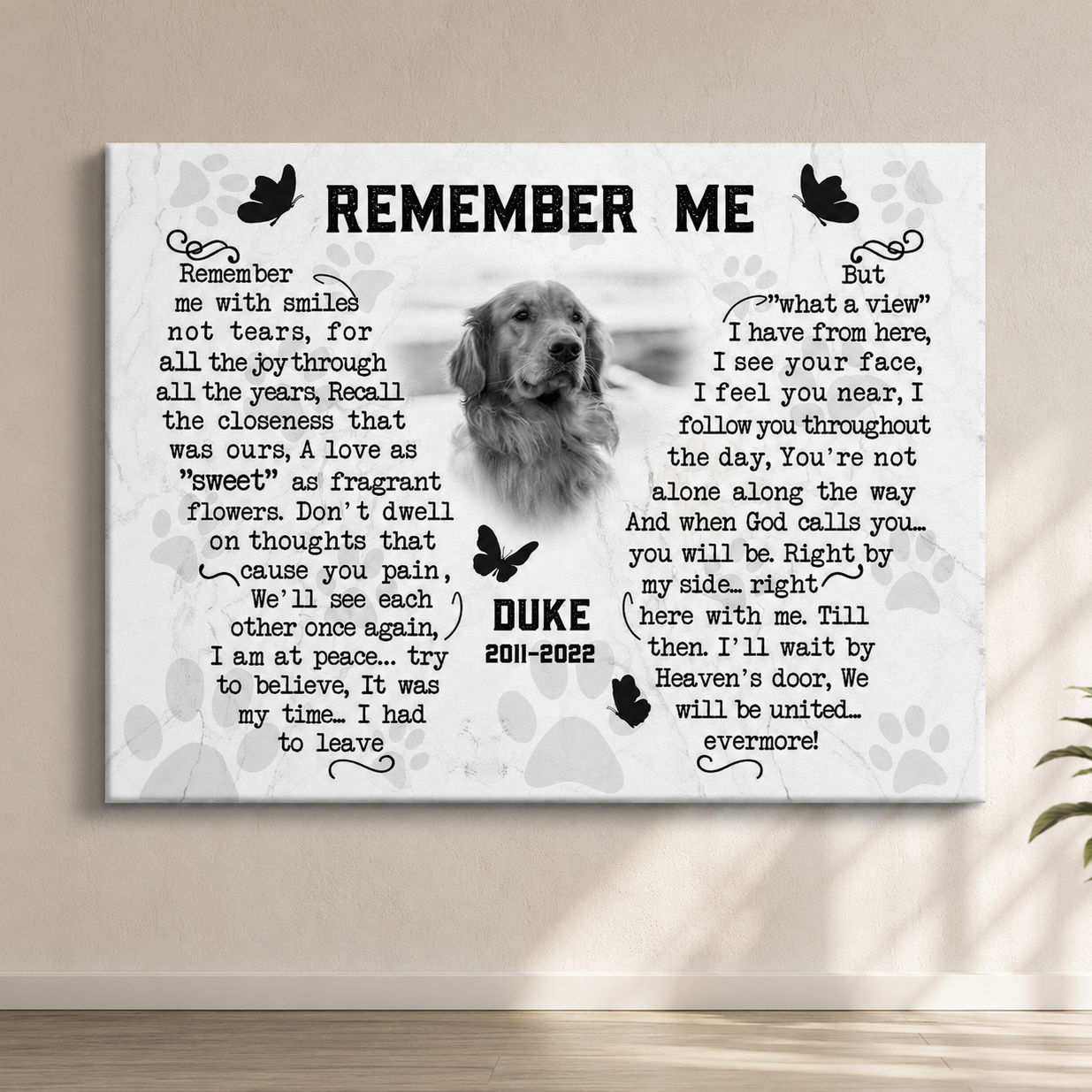 Custom Dog Memorial Canvas 