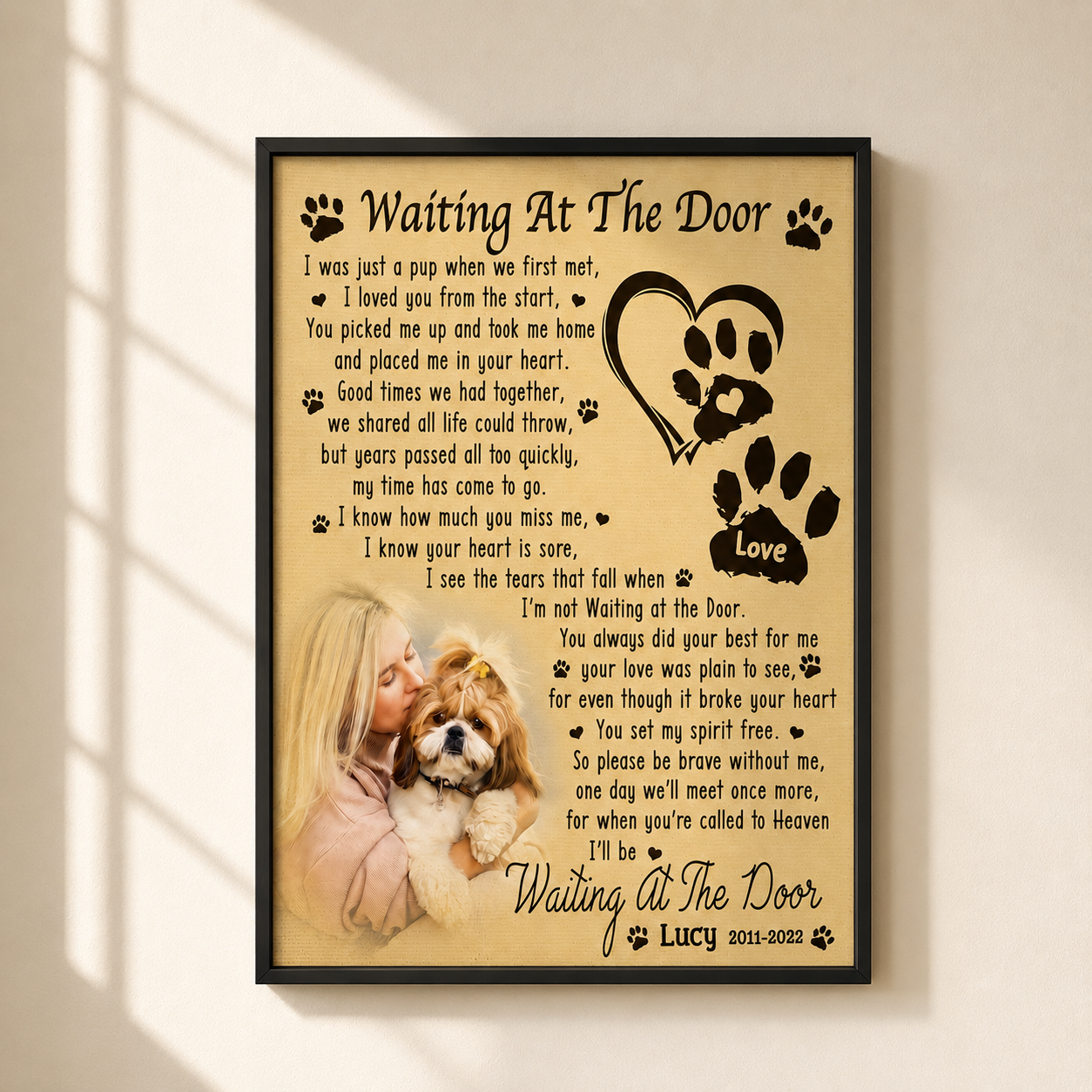 Custom Dog Memorial Framed Canvas Black