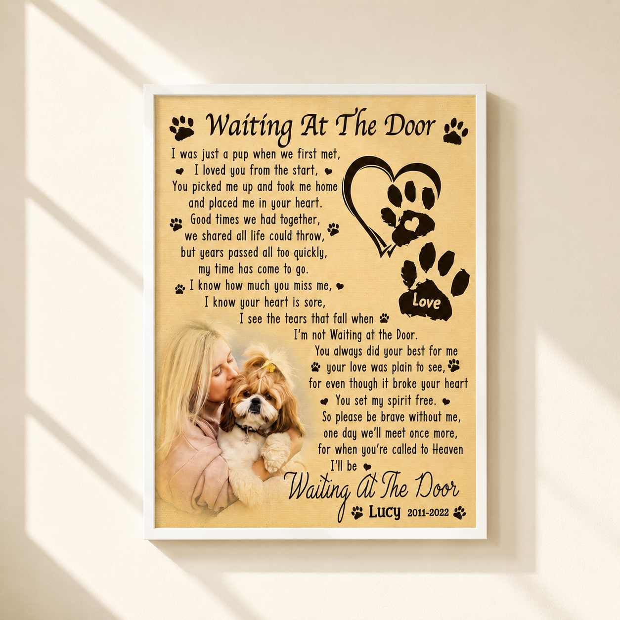Custom Dog Memorial Framed Canvas White