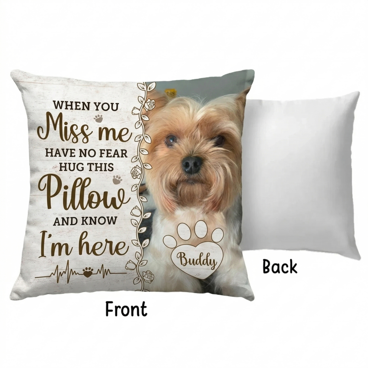 Custom Dog Memorial Canvas Throw Pillow
