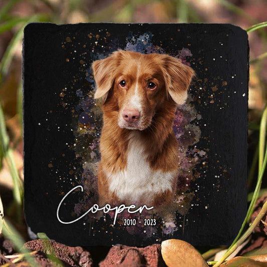 Custom Pet Portrait Loving Memorial Stone | Dog Headstone | Dog Tombstone
