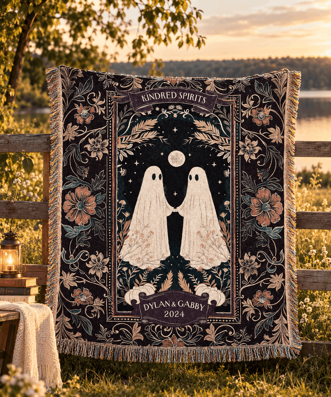 Ghost Lovers Custom Tapestry | Custom Tapestry Woven Blanket For Couple