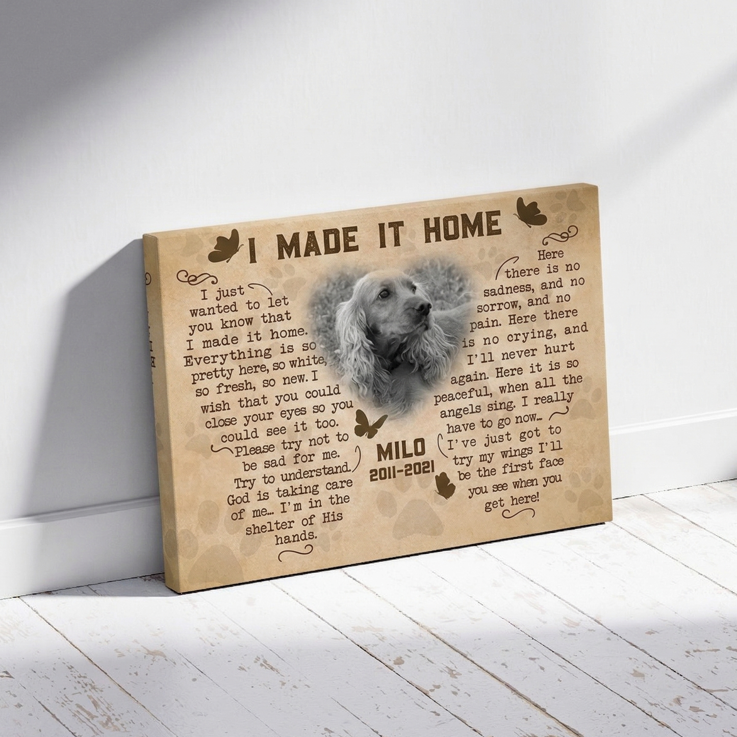 I Made It Home Poem Custom Dog Memorial Canvas Dog Memorial Gifts