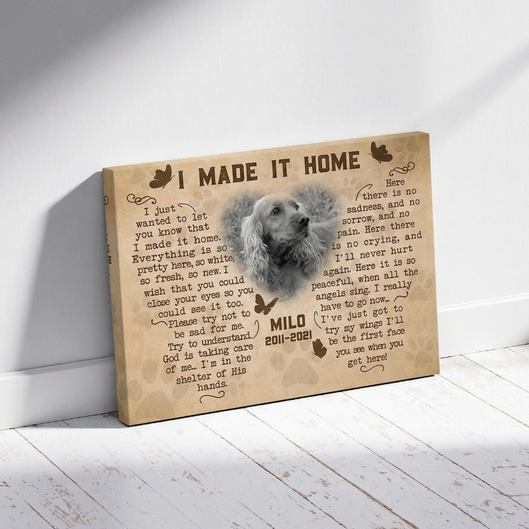 I Made It Home Poem Custom Dog Memorial Canvas Dog Memorial Gifts