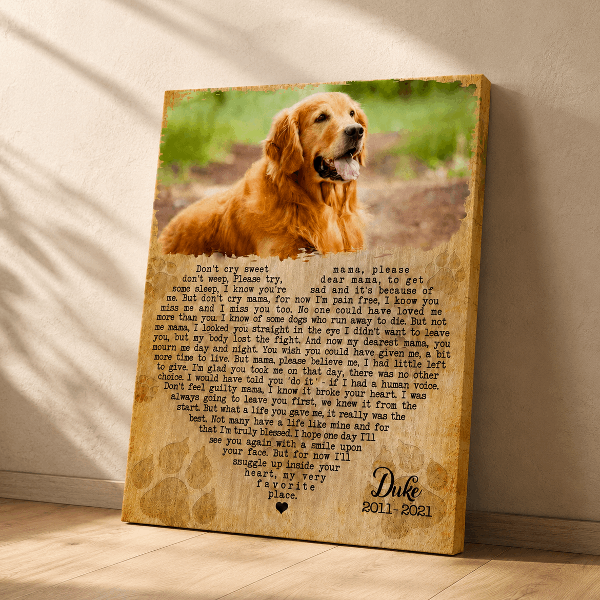 Don't Cry Sweet Mama Dog Poem