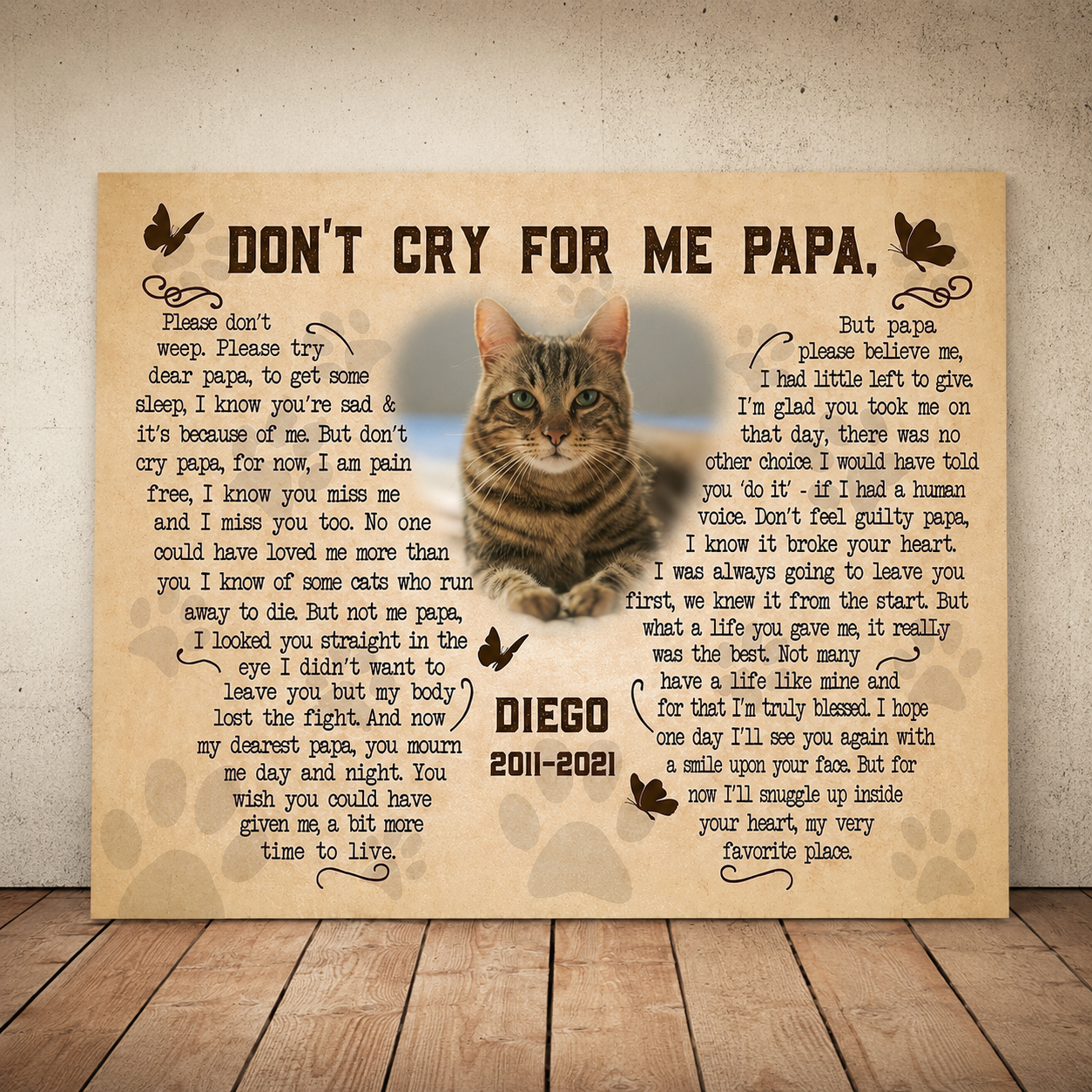 Dont Cry For Me Poem Cat Memorial Gifts