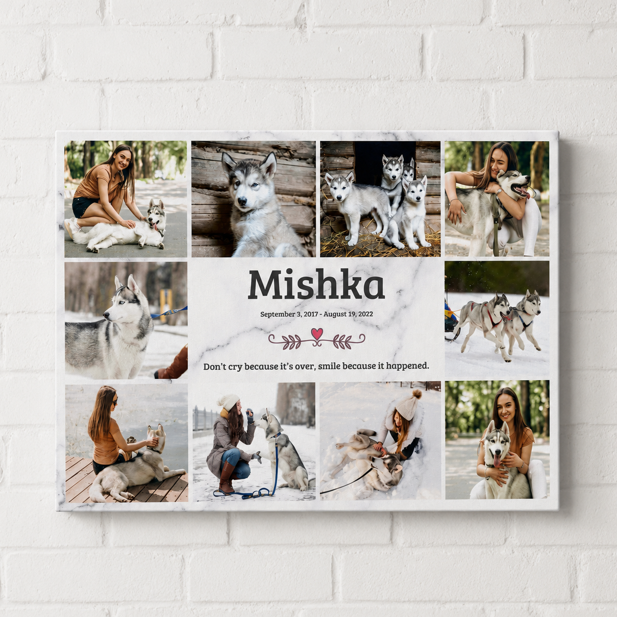 Don't Cry Because It's Over Custom Dog Memorial Canvas