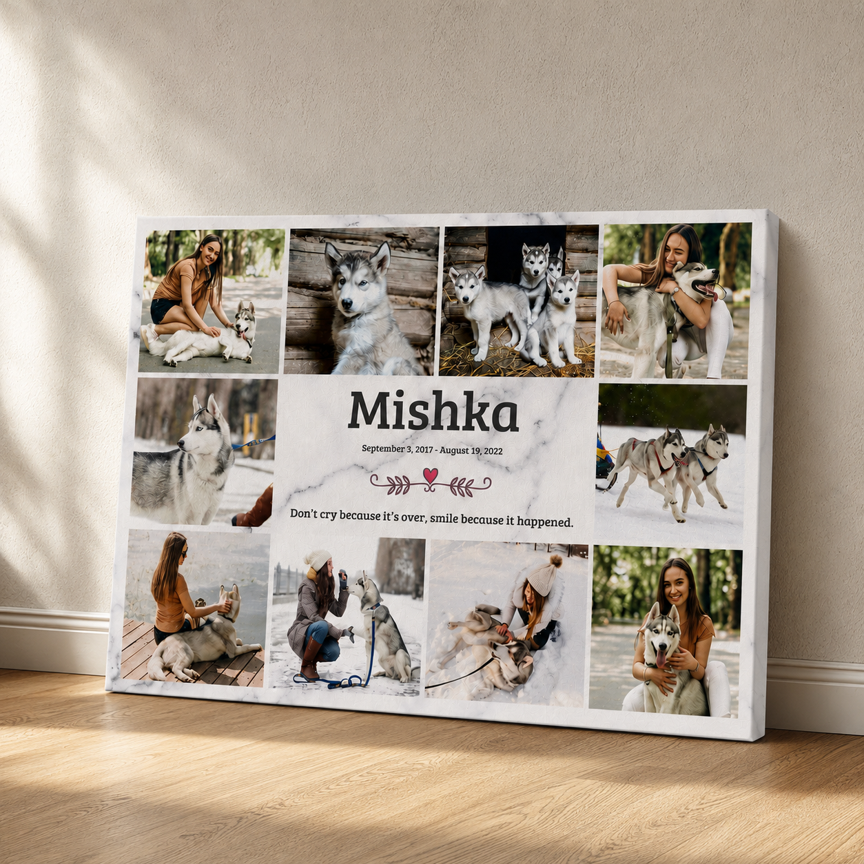 Don't Cry Because It's Over Custom Dog Memorial Canvas