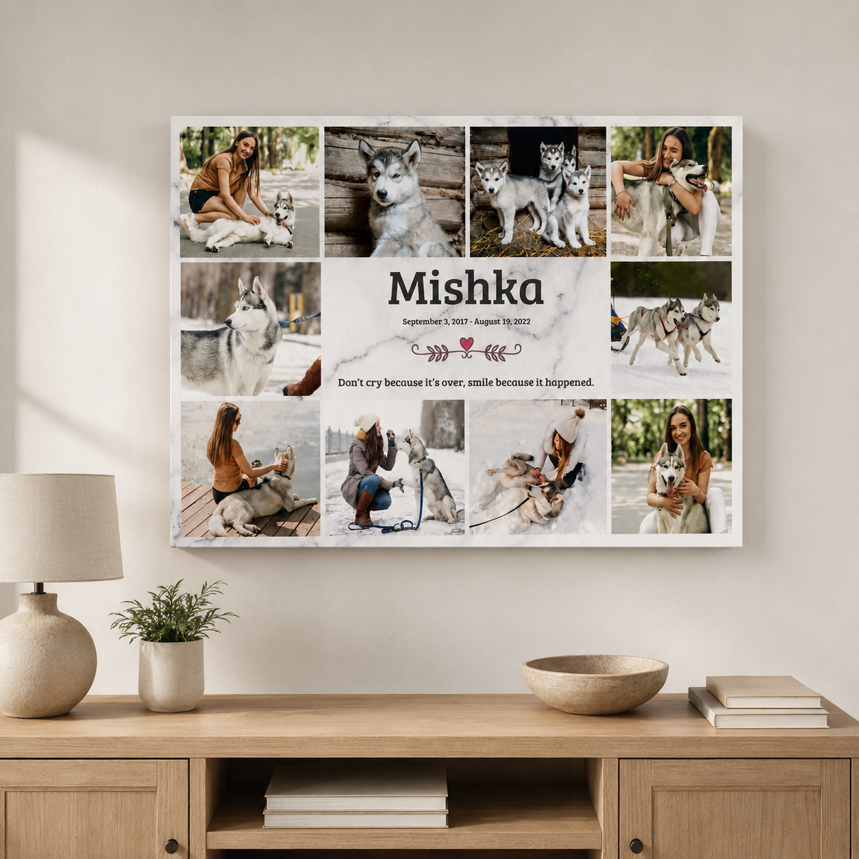 Don't Cry Because It's Over Custom Dog Memorial Canvas