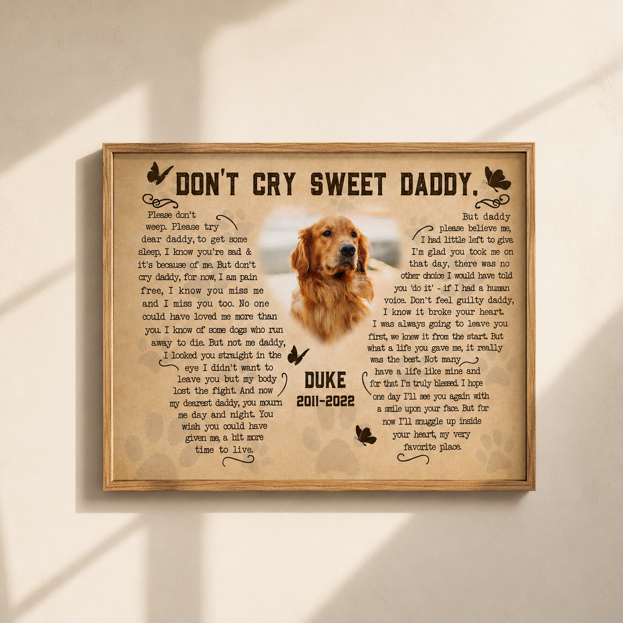 Don't Cry For Me Daddy Dog Poem