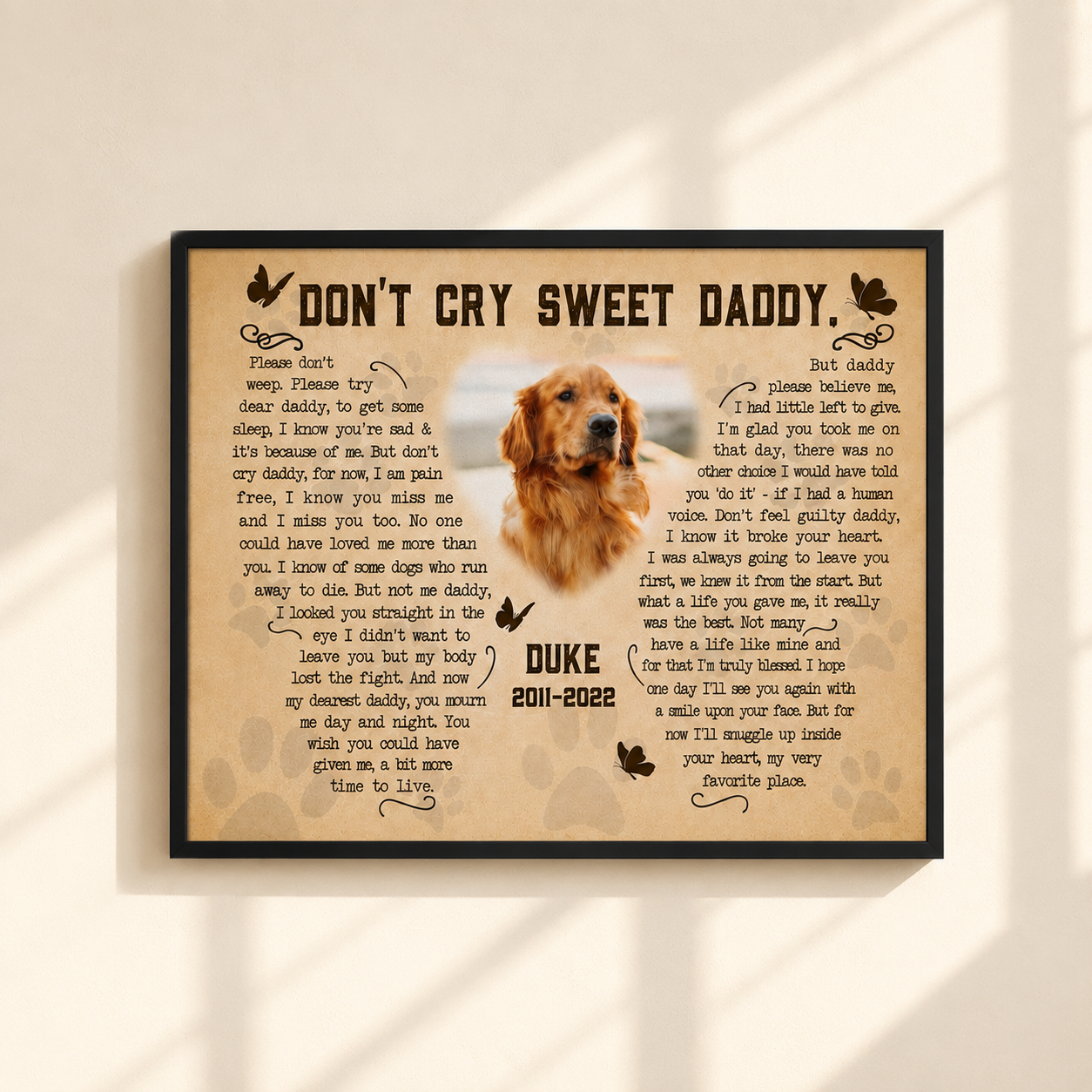 Don't Cry For Me Daddy Dog Poem