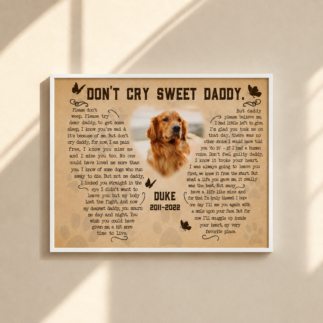 Don't Cry For Me Daddy Dog Poem