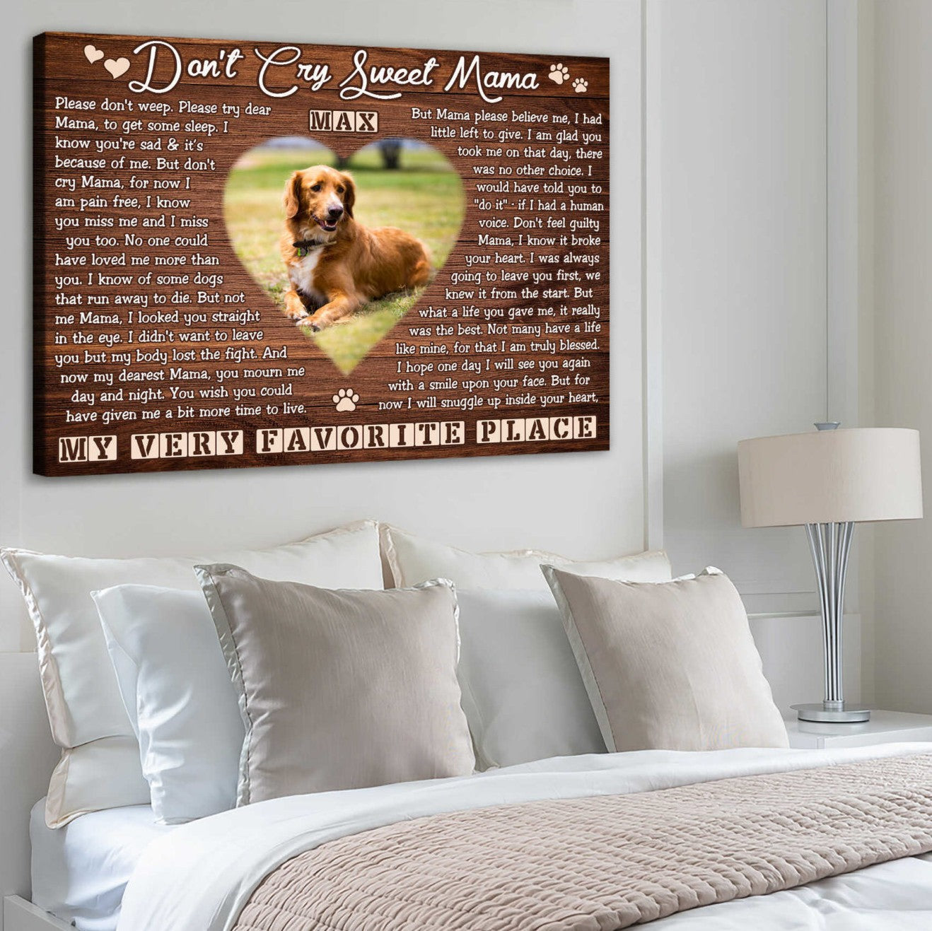 Don’t Cry Sweet Mama Poem | Custom Dog Memorial Canvas | Dog Memorial Gifts