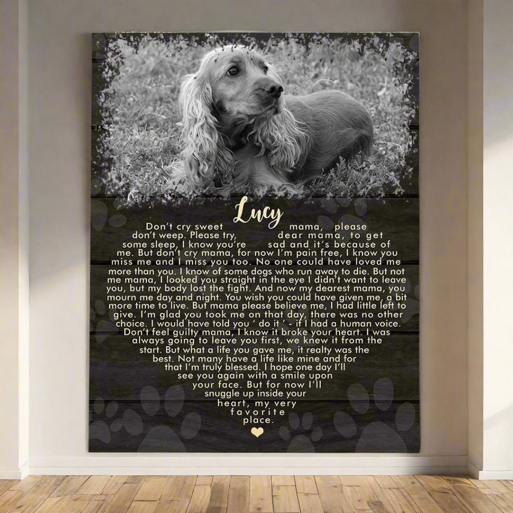 Don't Cry Sweet Mama Dog Poem | Custom Dog Memorial Canvas | Dog Memorial Gifts