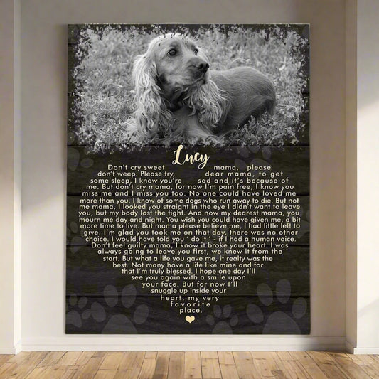 Don't Cry Sweet Mama Dog Poem | Custom Dog Memorial Canvas | Dog Memorial Gifts
