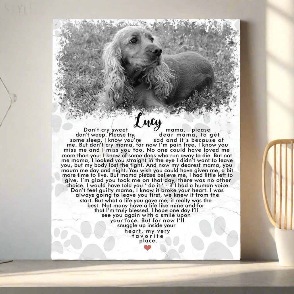 Don't Cry Sweet Mama Dog Poem | Custom Dog Memorial Canvas | Dog Memorial Gifts