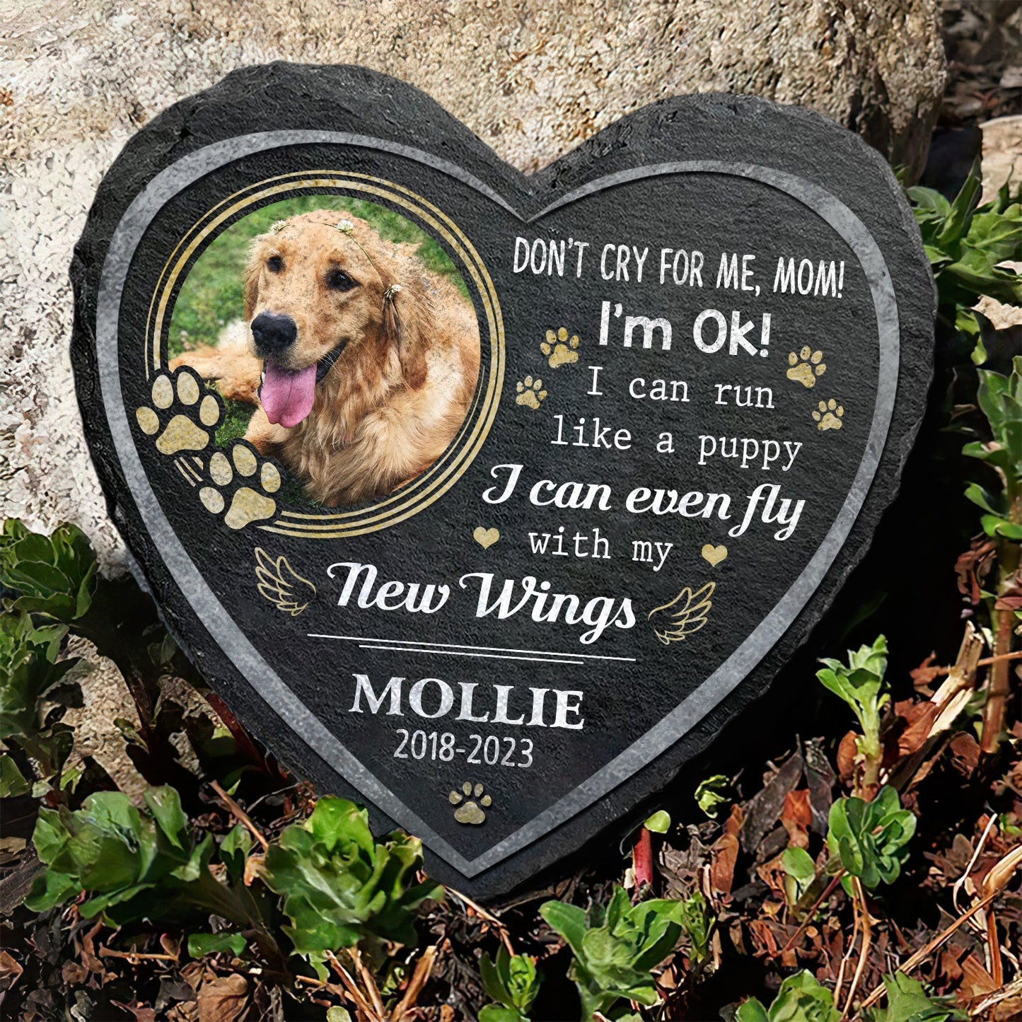Don't Cry For Me Mom Dog Memorial Stone | Dog Headstone | Dog Tombstone