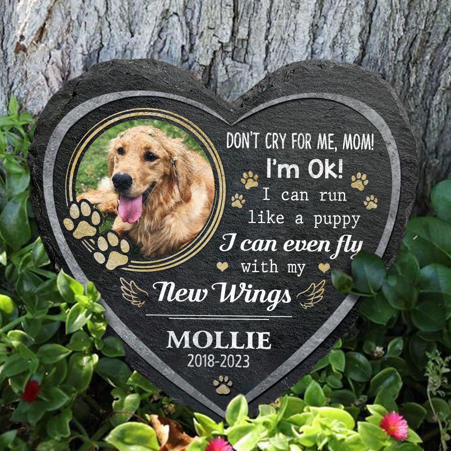 Don't Cry For Me Mom Dog Memorial Stone | Dog Headstone | Dog Tombstone