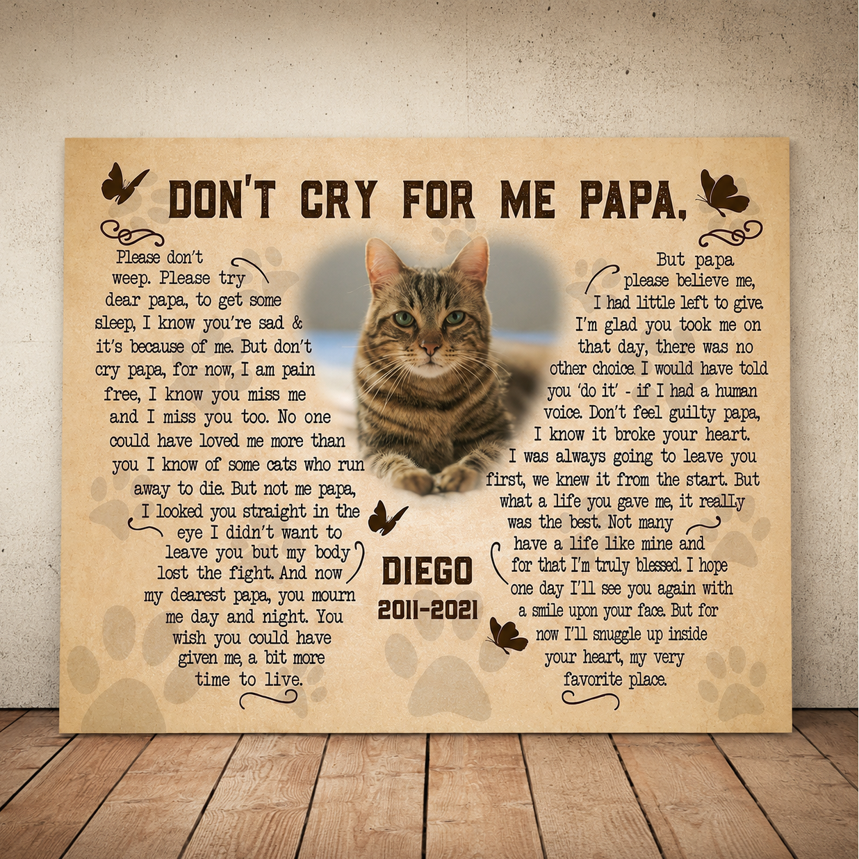 Cat Memorial Canvas Poem
