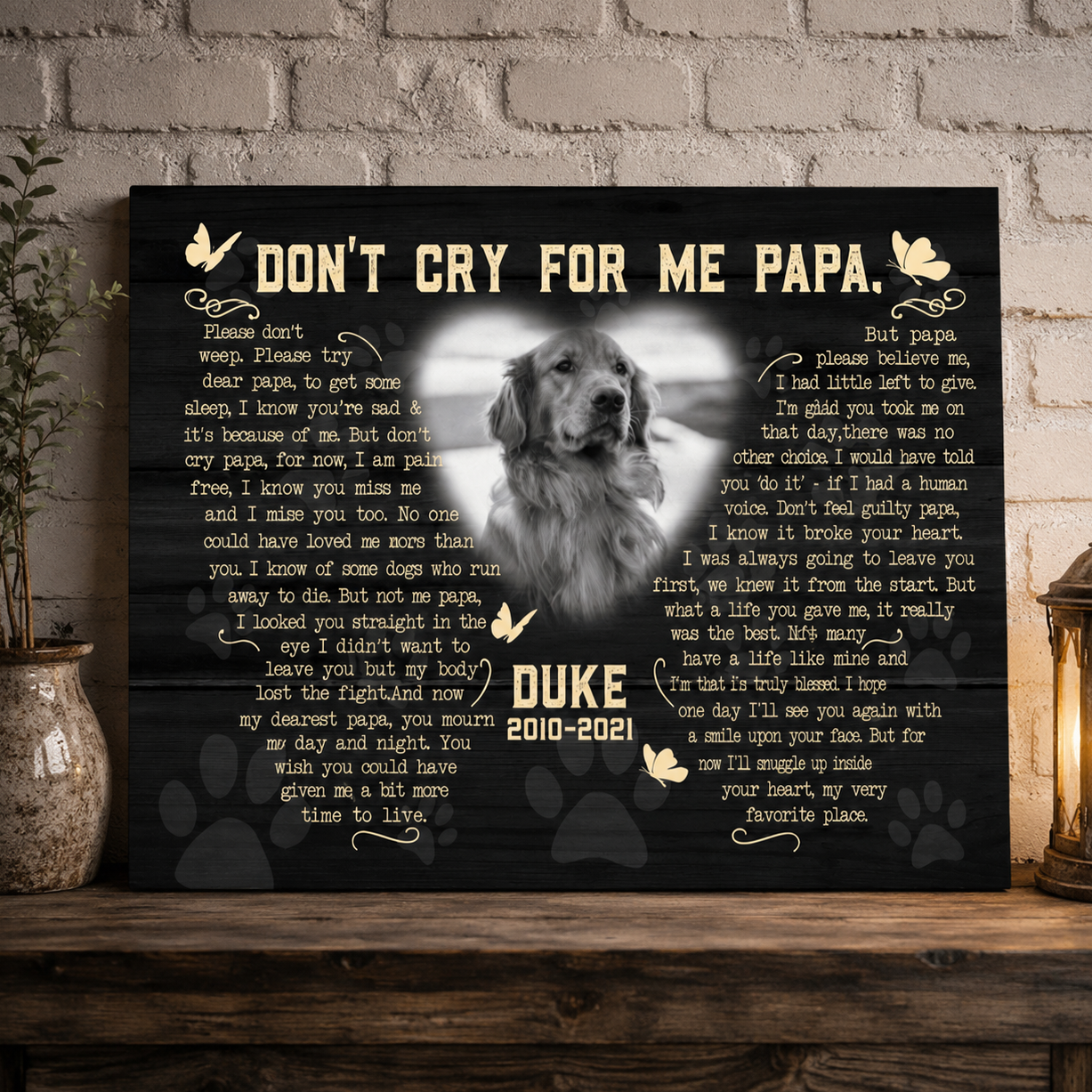 Don't Cry For Me Papa Dog Poem