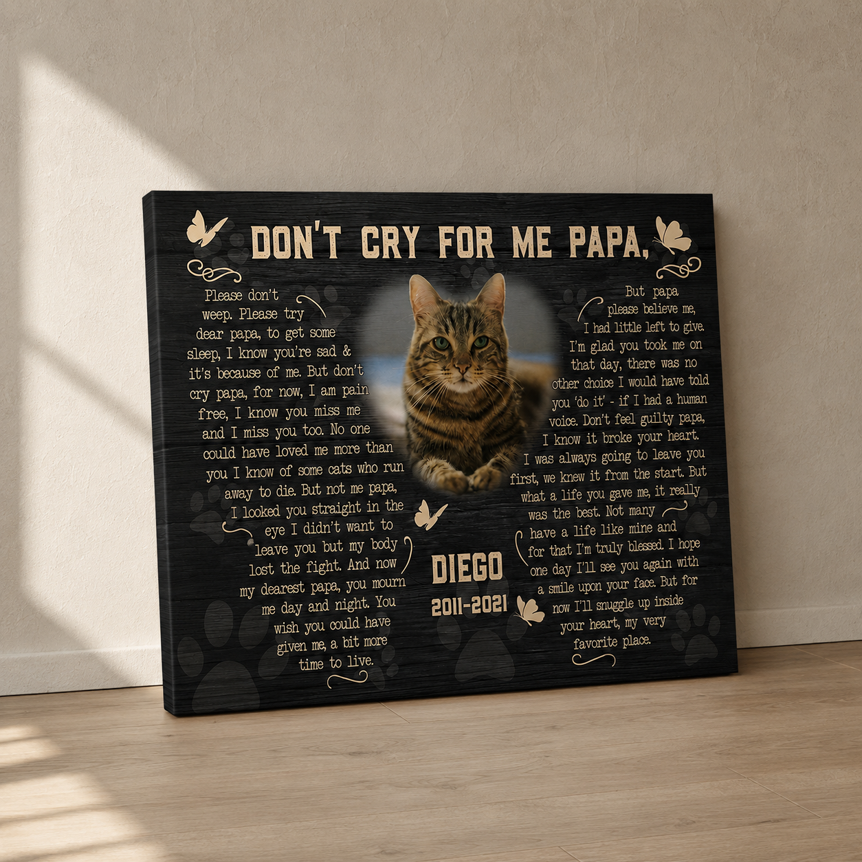 Dont Cry For Me Poem Cat Memorial Gifts 