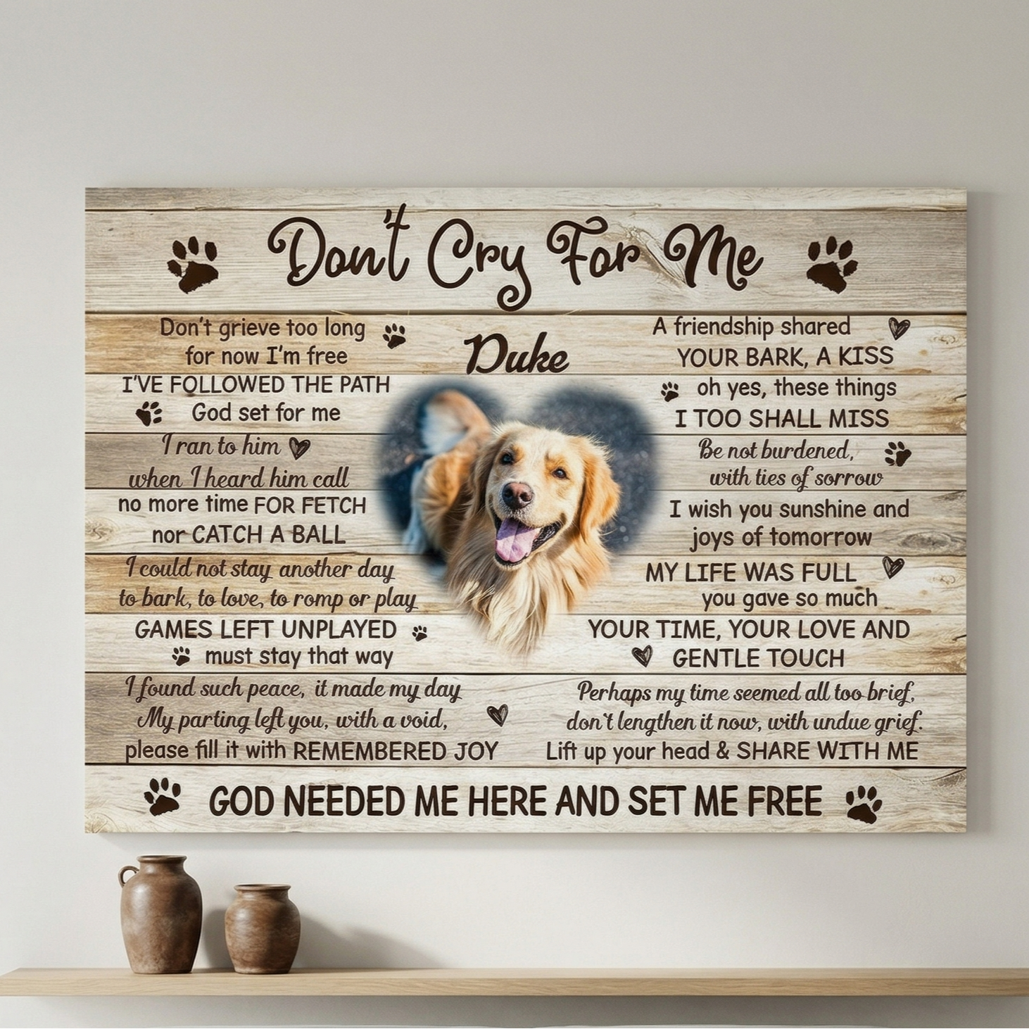 Dont Cry For Me Poem Custom Dog Memorial Canvas Print Dog Memorial Gifts