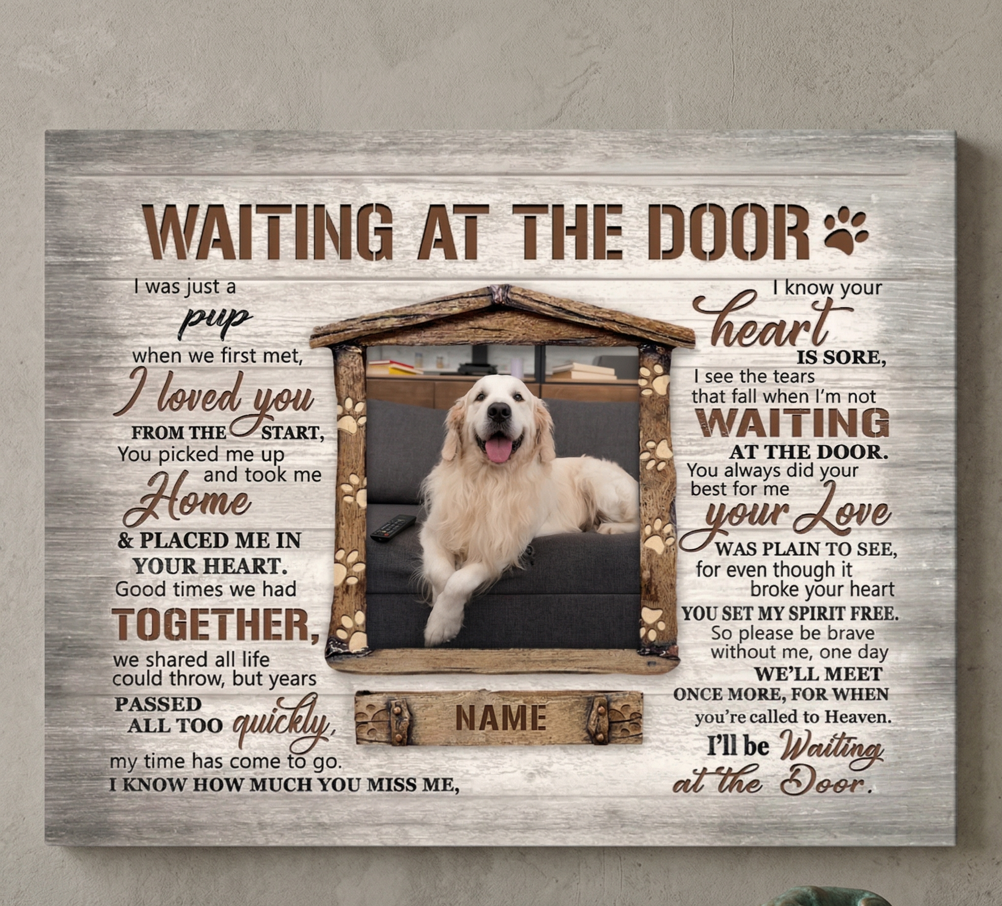 Waiting At The Door Poem Custom Dog Memorial Canvas Dog Memorial Gifts