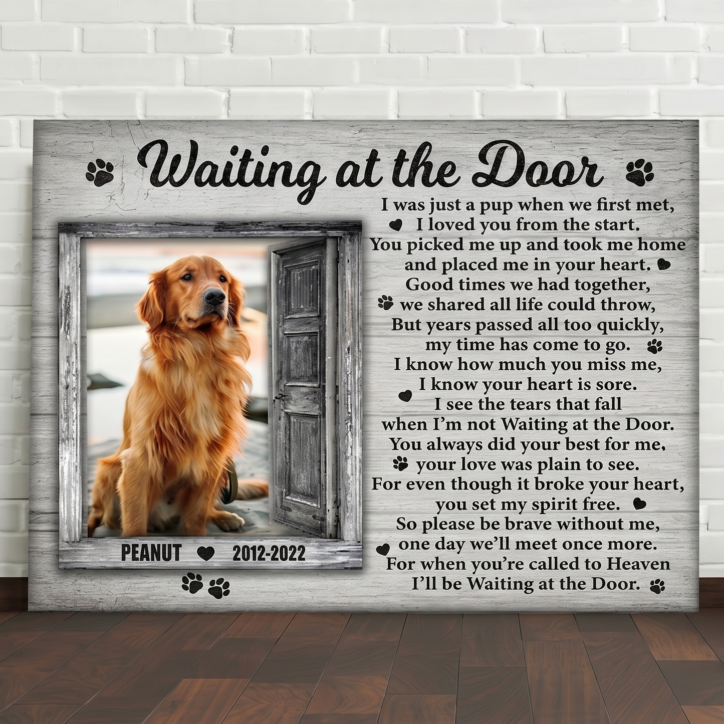 Waiting At The Door Dog Poem | Custom Dog Memorial Canvas | Dog Memorial Gifts
