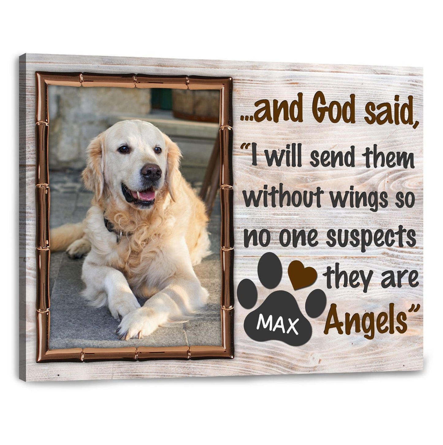 God Said I Will Send Them Without Wings | Custom Dog Memorial Canvas | Dog Memorial Gifts
