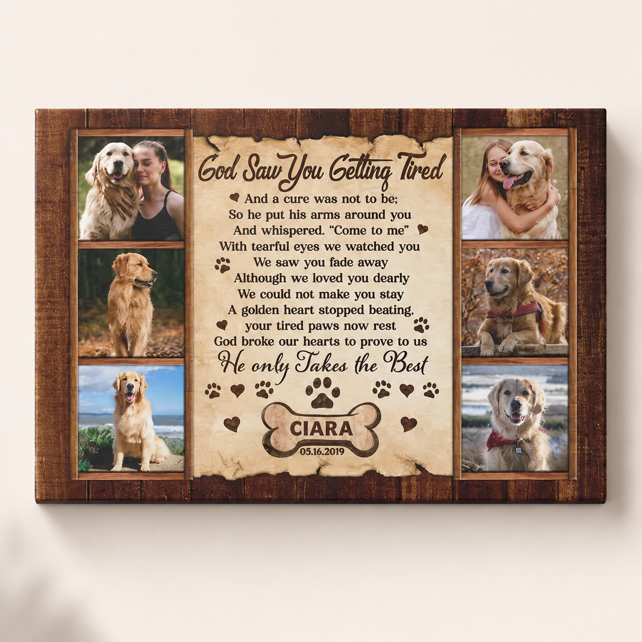 God Saw You Getting Tired Custom Dog Memorial Canvas