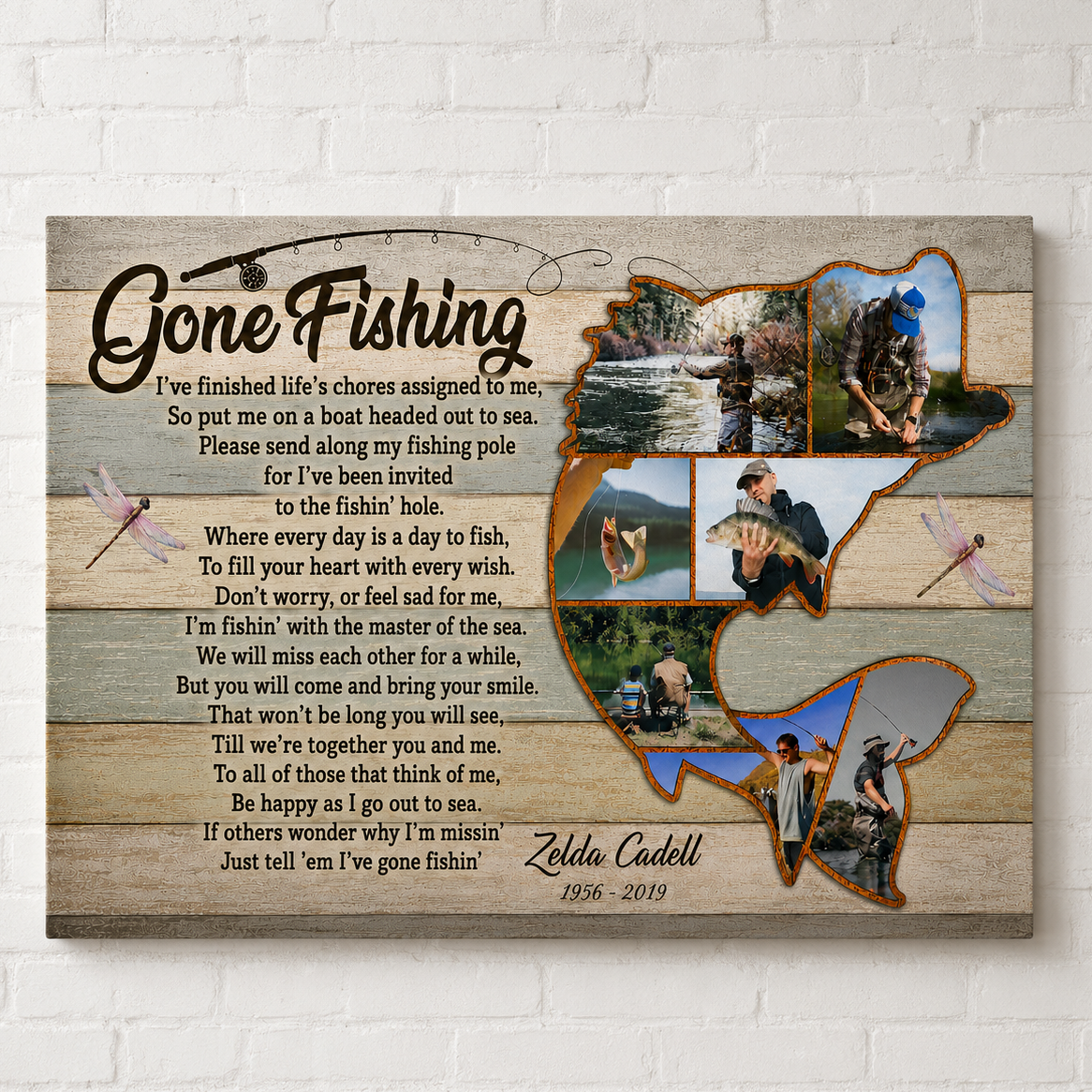 Gone Fishing Loss Memorial Canvas | Loss Memorial Gifts