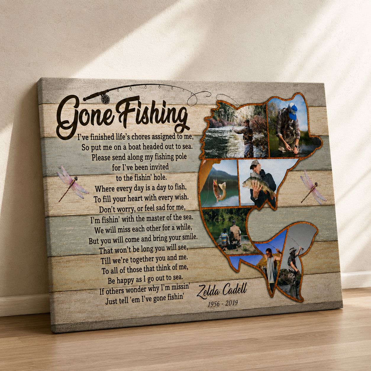Gone Fishing Loss Memorial Canvas | Loss Memorial Gifts