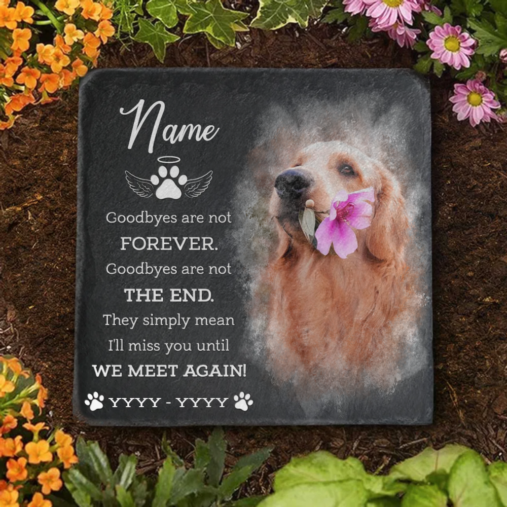 Goodbyes Are Not Forever Memorial Stone | Dog Headstone | Dog Tombstone