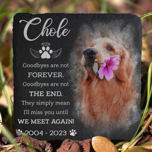 Goodbyes Are Not Forever Memorial Stone | Dog Headstone | Dog Tombstone