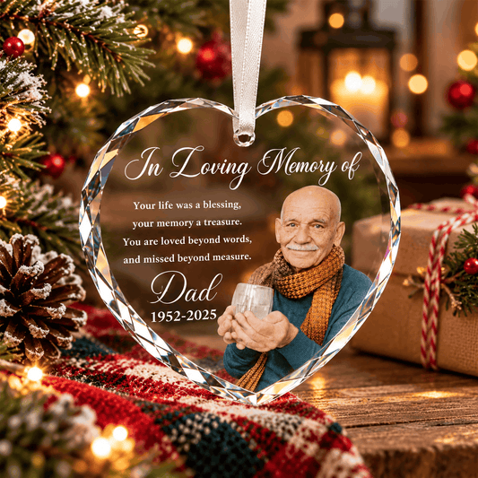 Custom Photo Memorial Crystal Ornament | In Loving Ornament