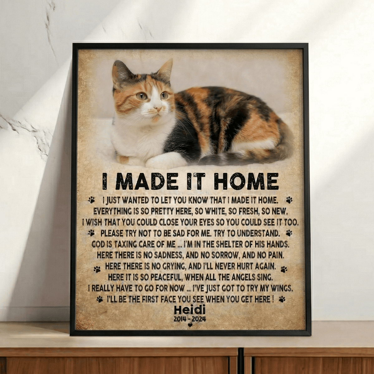 I Made It Home Poem Cat Memorial Canvas Cat Memorial Gifts