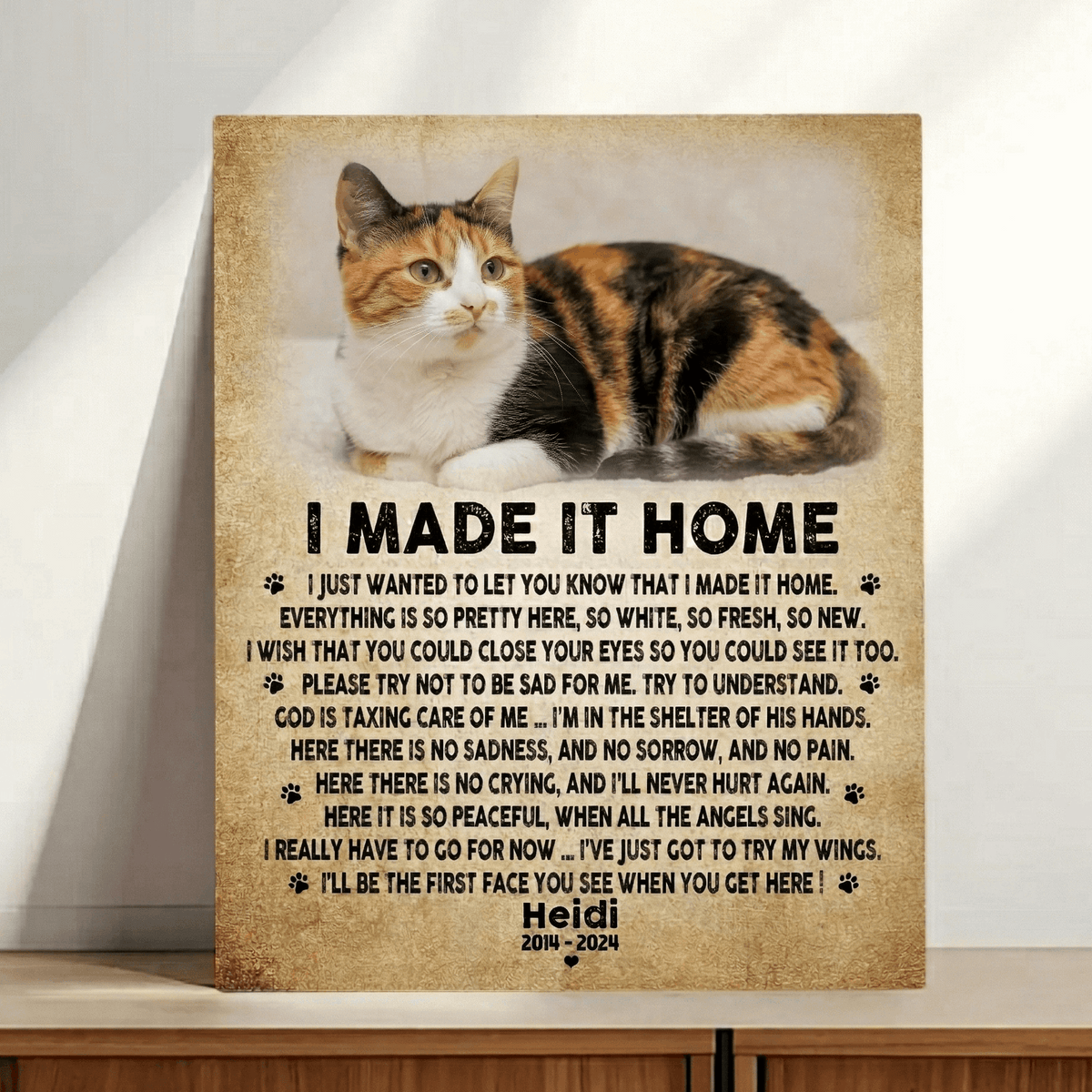 I Made It Home Poem Cat Memorial Canvas Cat Memorial Gifts