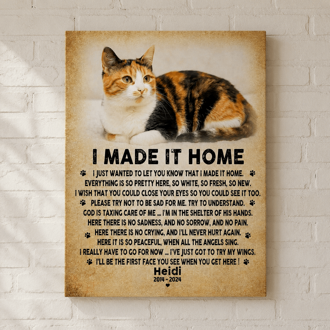 I Made It Home Poem Cat Memorial Canvas