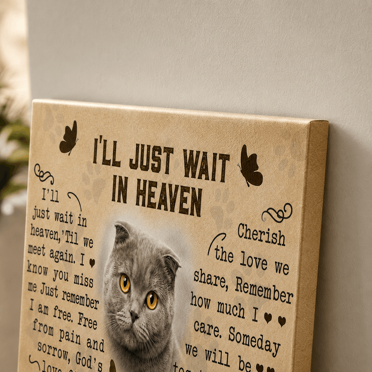 I'll Just Wait In Heaven Cat Poem Cat Memorial Canvas