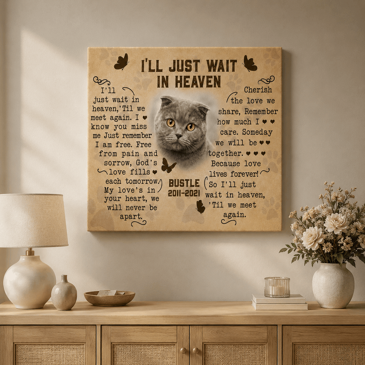 I'll Just Wait In Heaven Cat Poem Cat Memorial Canvas