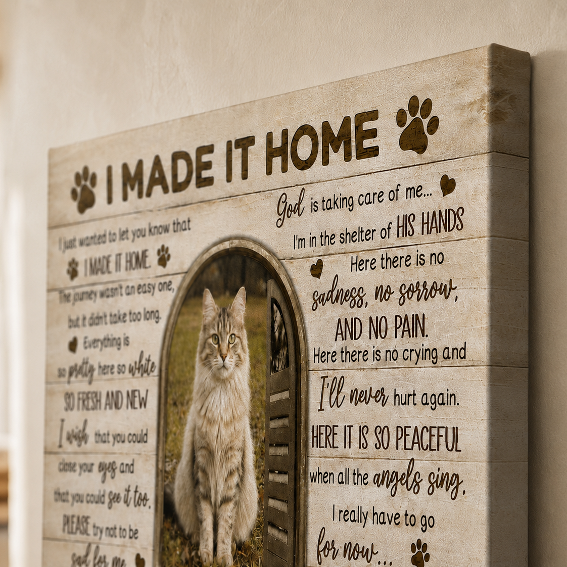 I Made It Home Cat Memorial Canvas Framed Black