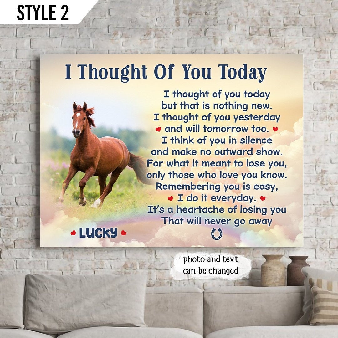 I Thought Of You Today Horse Poem | Custom Horse Memorial Canvas Print