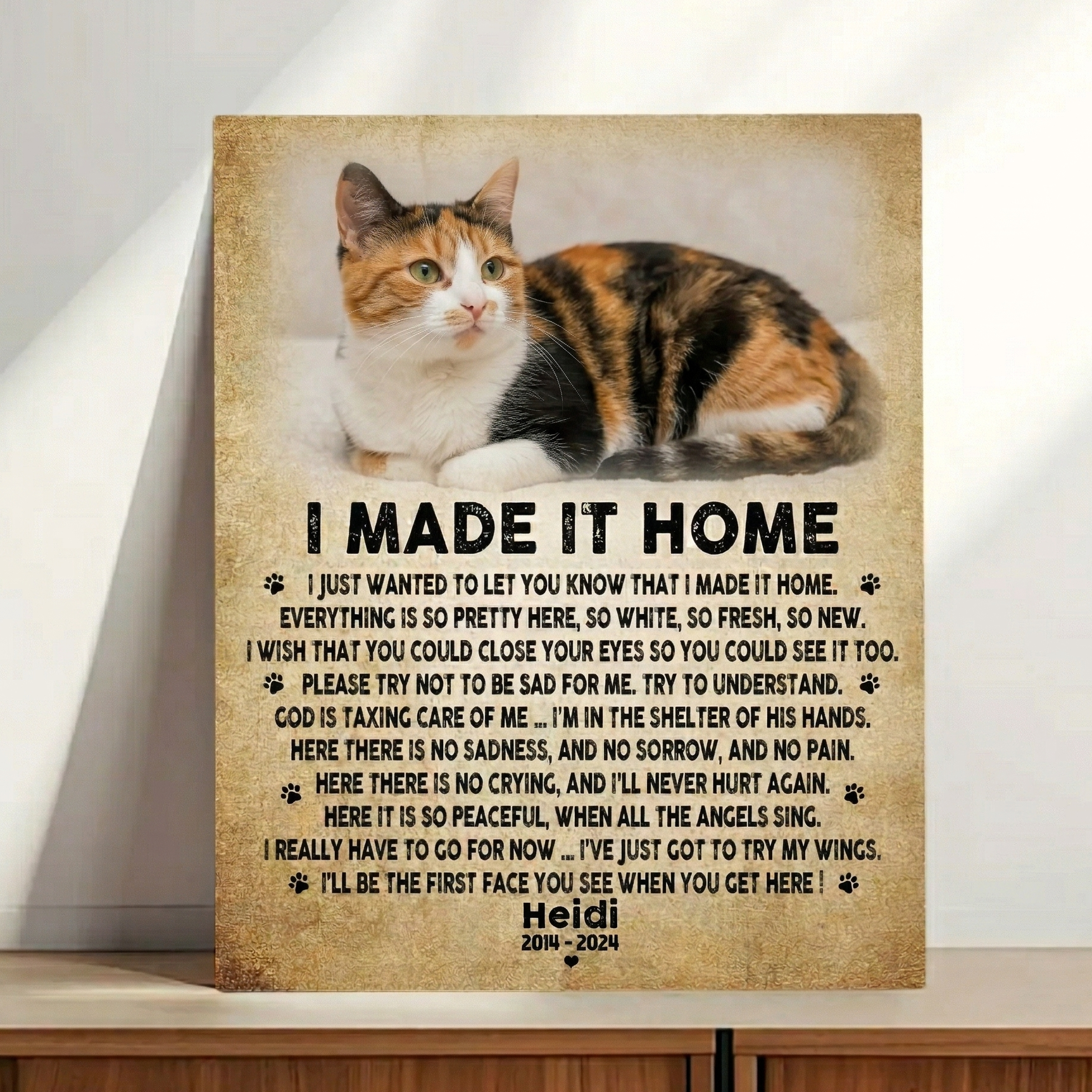 I Made It Home Poem Cat Memorial Canvas Cat Memorial Gifts