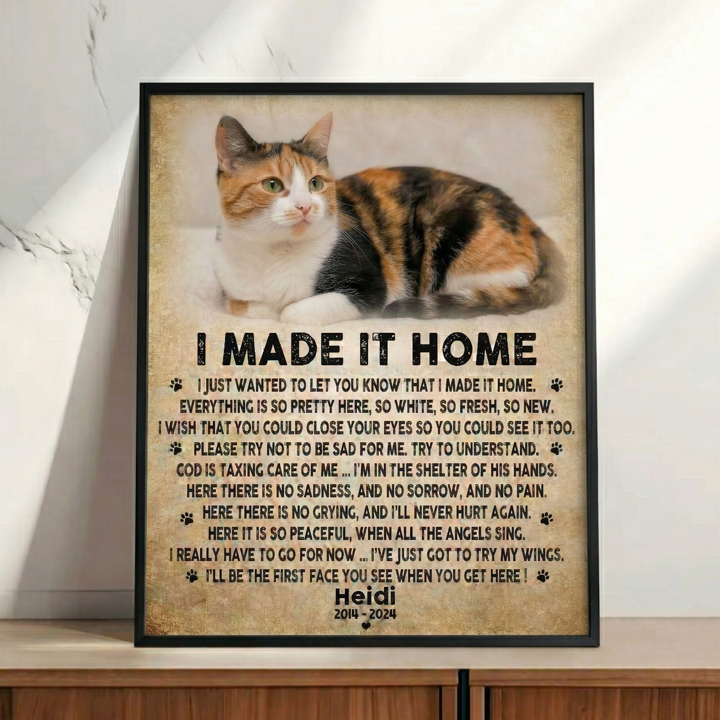 I Made It Home Poem Cat Memorial Canvas Cat Memorial Gifts