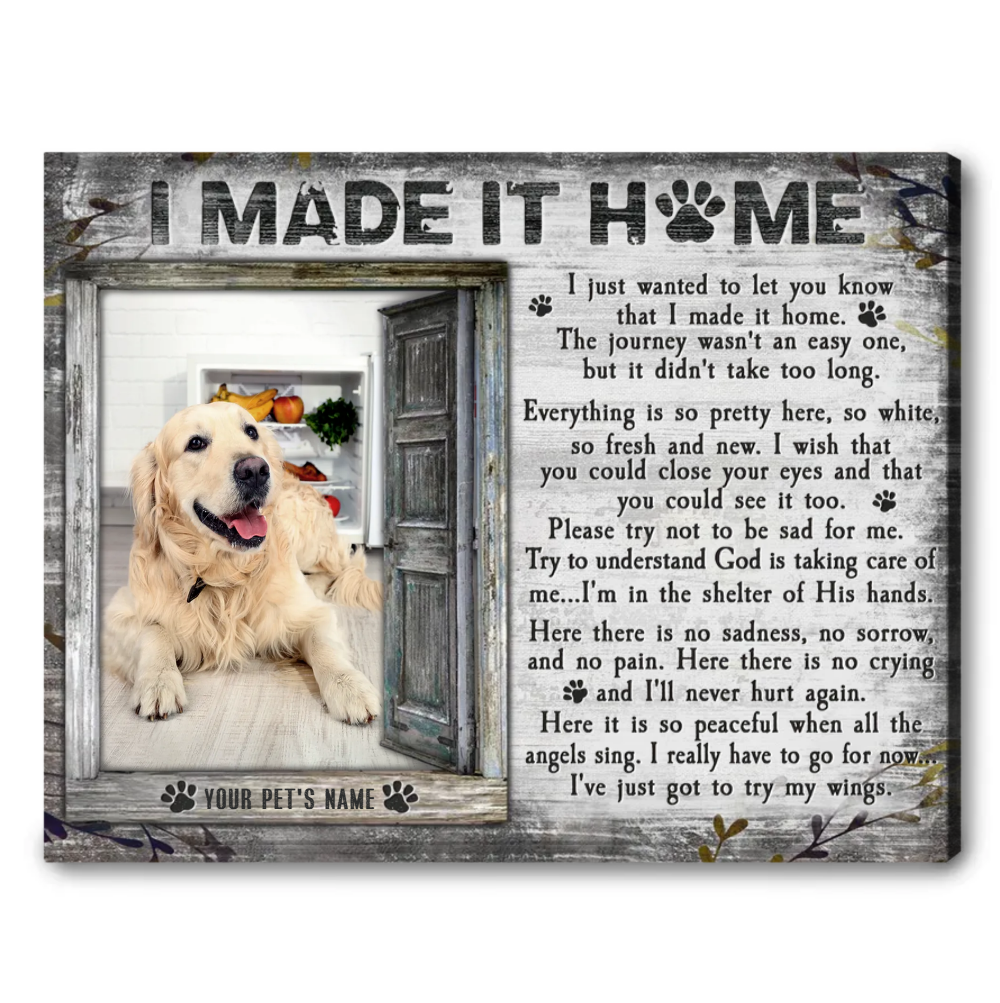 I Made It Home Poem | Custom Dog Memorial Canvas | Dog Memorial Gifts
