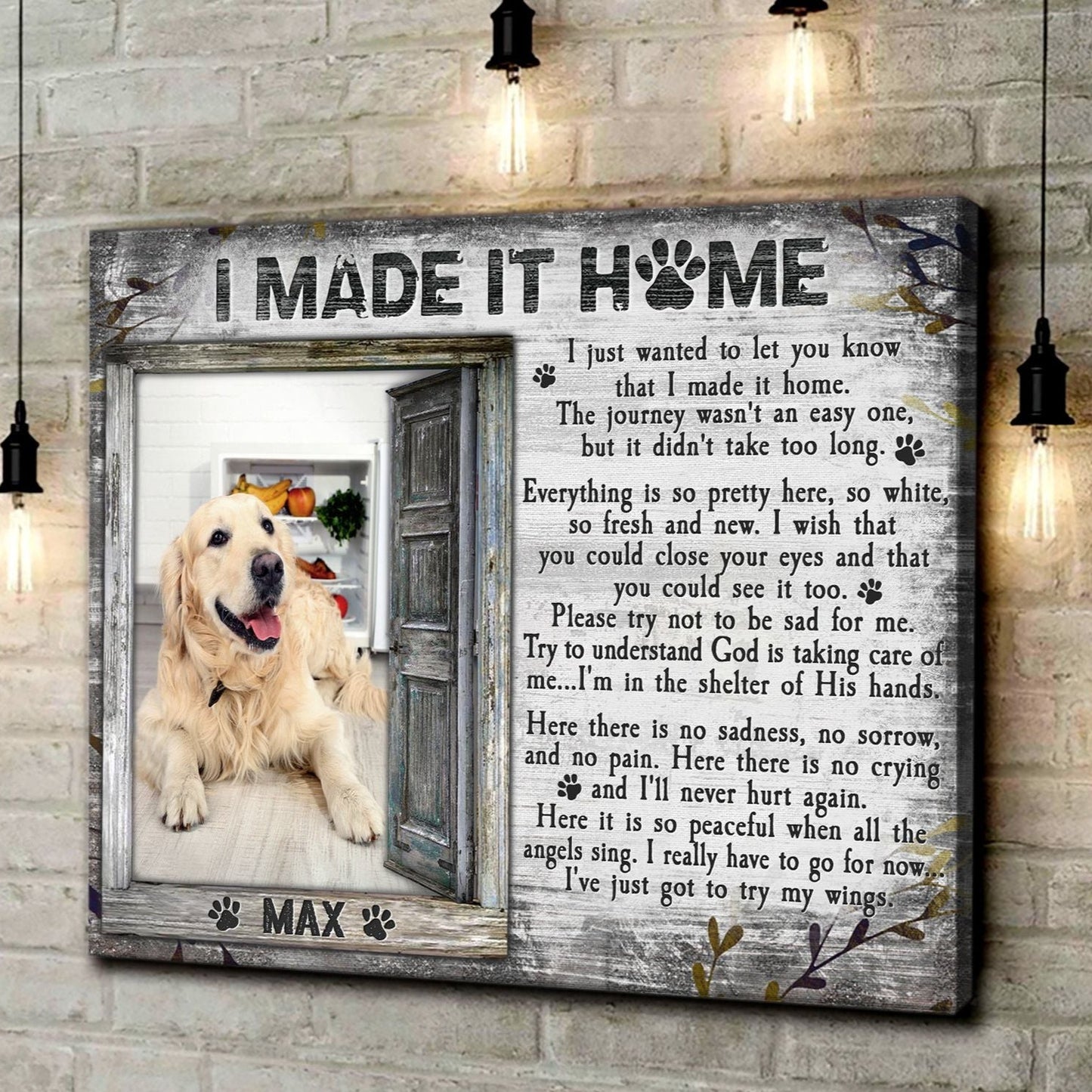 I Made It Home Poem | Custom Dog Memorial Canvas | Dog Memorial Gifts