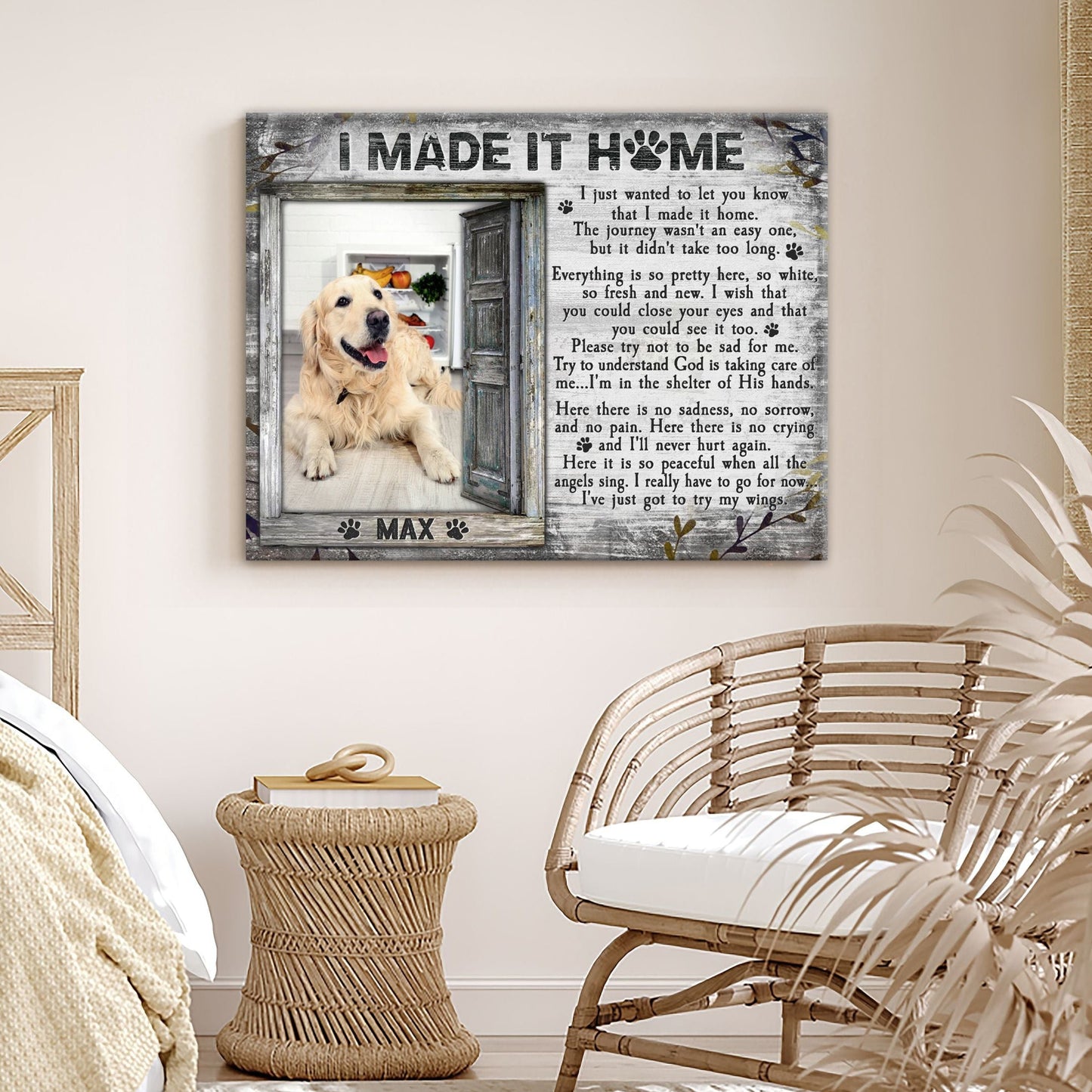 I Made It Home Poem | Custom Dog Memorial Canvas | Dog Memorial Gifts