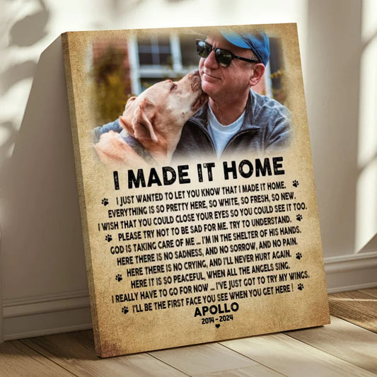 I Made It Home Poem | Custom Dog Memorial Canvas | Dog Memorial Gifts