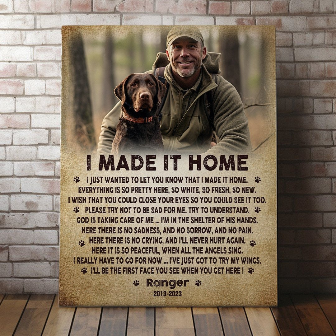 I Made It Home Poem | Custom Dog Memorial Canvas | Dog Memorial Gifts