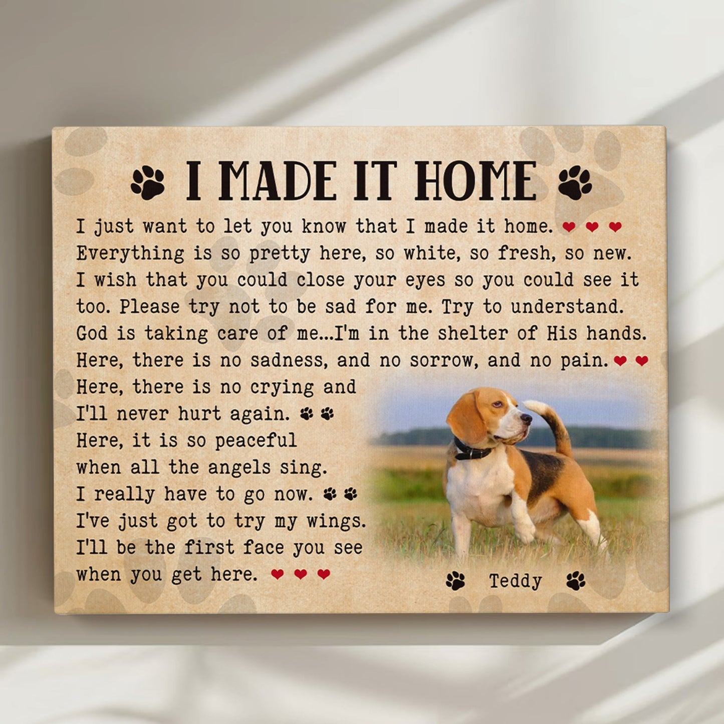 I Made It Home Dog Poem | Custom Dog Memorial Canvas | Dog Memorial Gifts